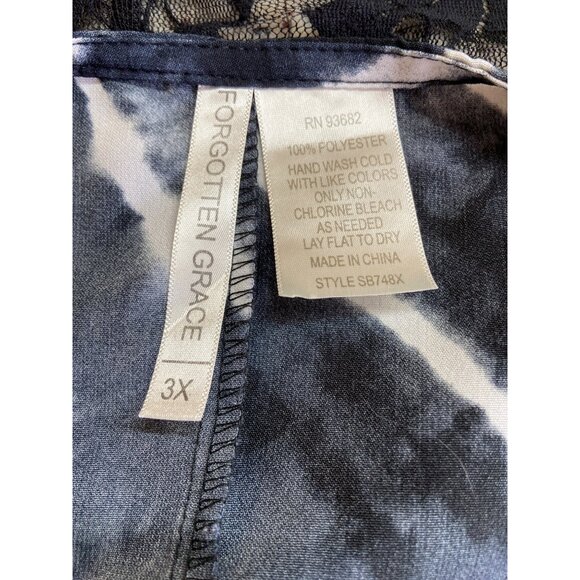 Forgotten Grace Womens 3X Kimono Blue White Tie Dye Sheer Lace Back Panel Boho - Picture 4 of 9